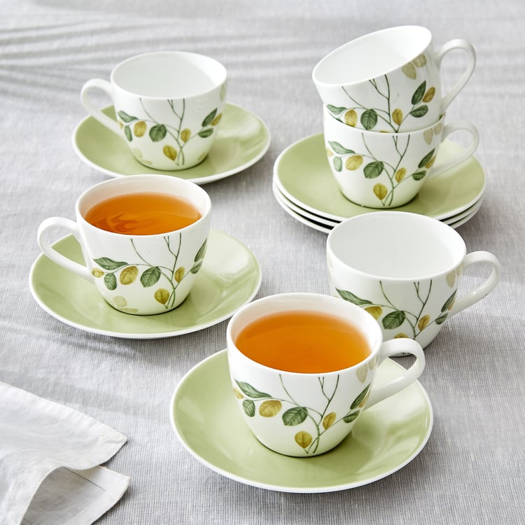 Mandarin Botanica Set of 6 Printed Cup and Saucer - 210ml