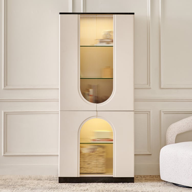 Saga 4-Door Book Cabinet with Shutter - Beige