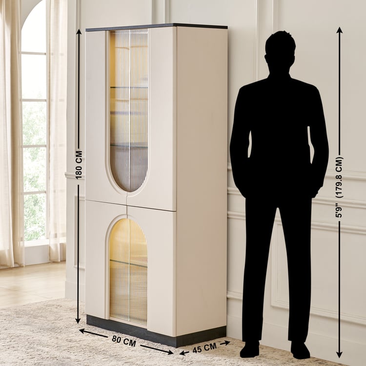 Saga 4-Door Book Cabinet with Shutter - Beige