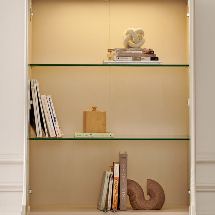 Saga 4-Door Book Cabinet with Shutter - Beige