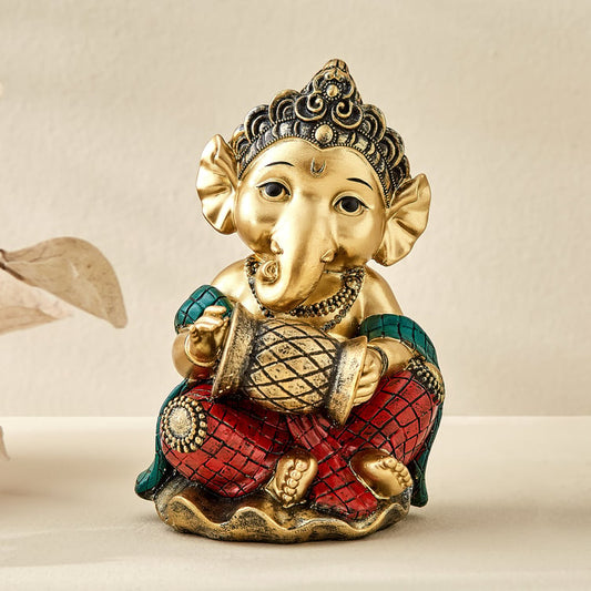 Alpana Ojas Polyresin Ganesha with Dholak Figurine
