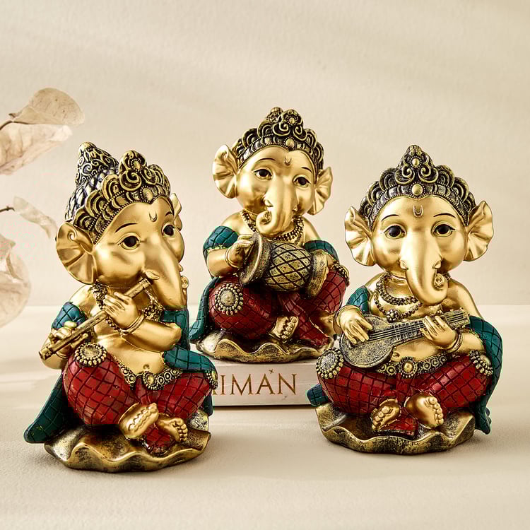 Alpana Ojas Polyresin Ganesha with Dholak Figurine