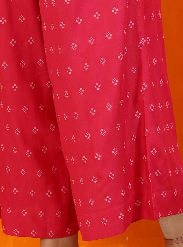 W Bandhani Print Straight Kurta Set