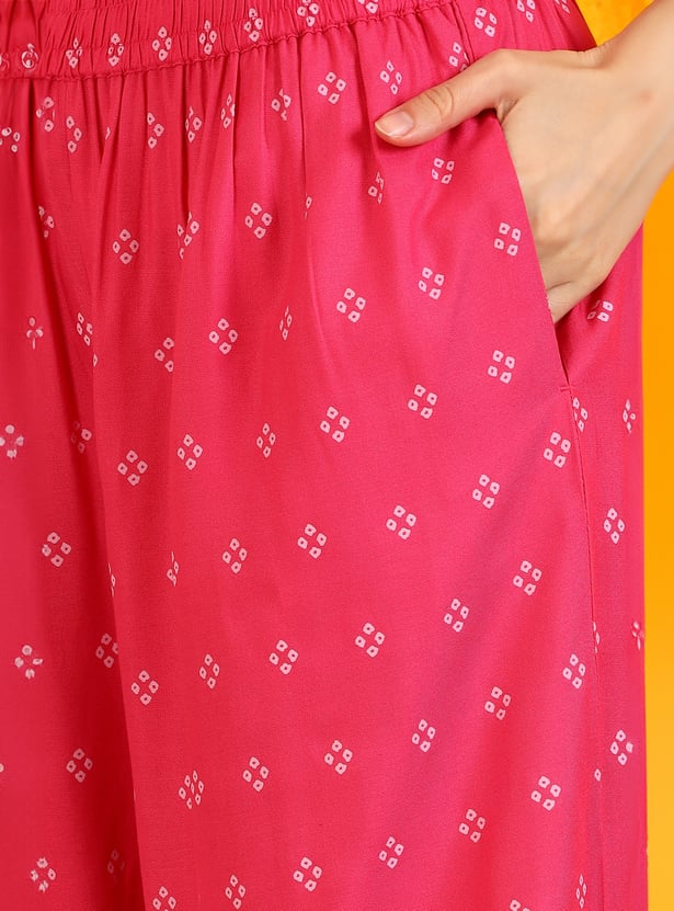 W Bandhani Print Straight Kurta Set