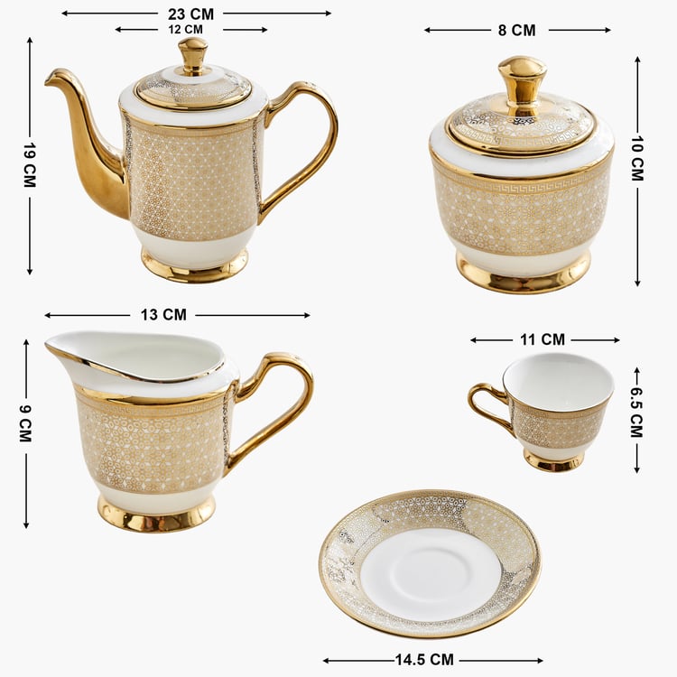 Ebony Classic 15Pcs Bone China Printed Tea Set