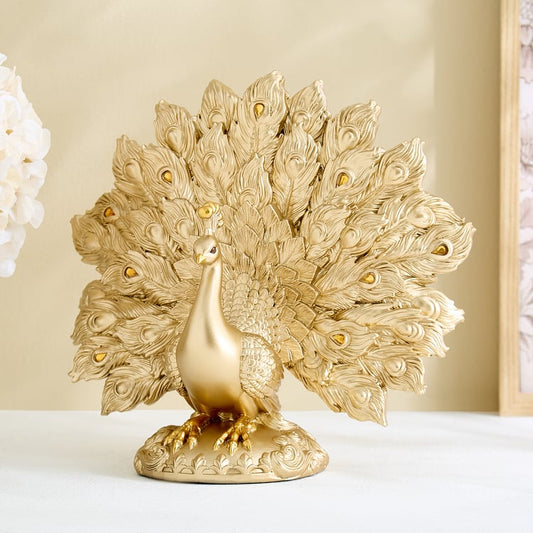 Mayur Zeus Polyresin Peacock Spread Feathered Figurine
