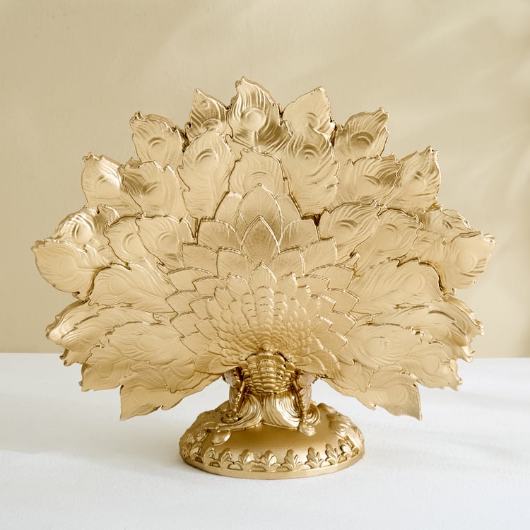 Mayur Zeus Polyresin Peacock Spread Feathered Figurine