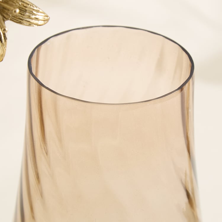 Amara Ava Glass and Aluminium Spiral Hurricane Candle Holder