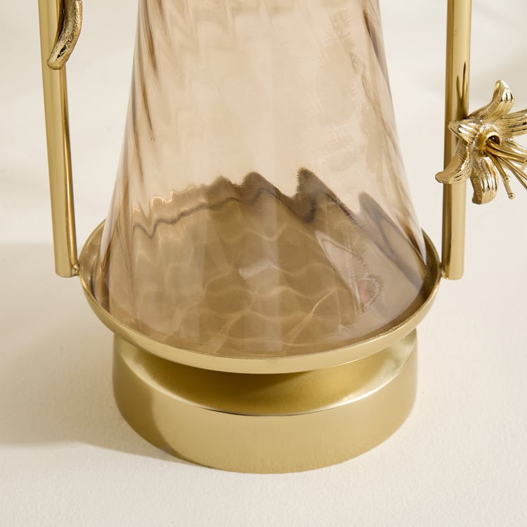 Amara Ava Glass and Aluminium Spiral Hurricane Candle Holder