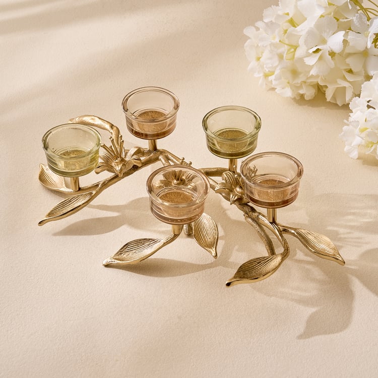 Amara Ava Glass and Aluminium Multi T-Light Holder