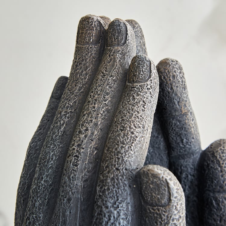 Alpine Modern Polyresin Buddha in Palm Water Fountain - 22x27cm