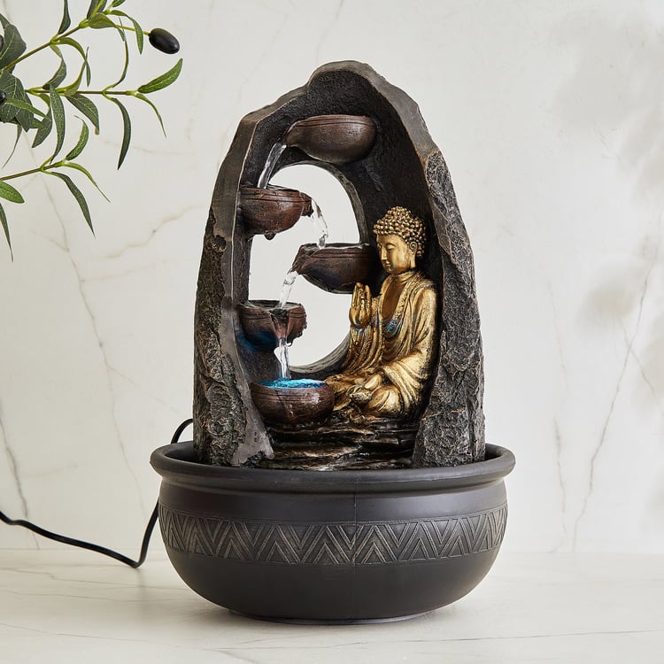 Alpine Modern Polyresin Buddha Water Fountain - 26.5x40cm