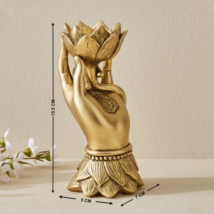 Renaissance Erin Polyresin Lotus in Hand T-Light Holder