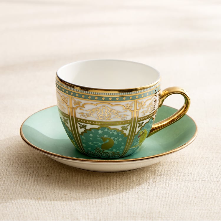 Whirl Set of 4 Bone China Printed Cup and Saucer -180ml