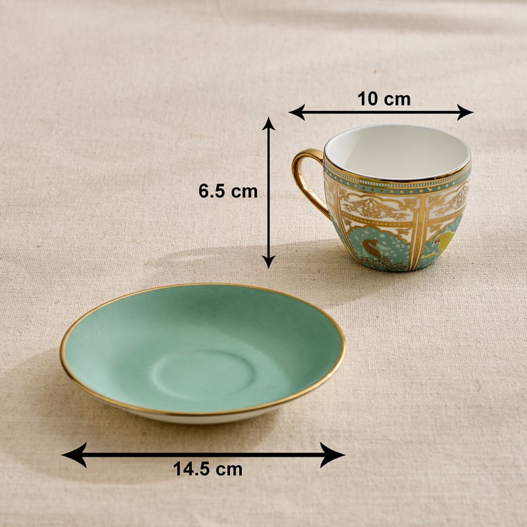 Whirl Set of 4 Bone China Printed Cup and Saucer -180ml