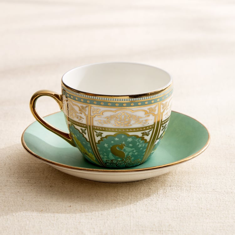 Whirl Set of 4 Bone China Printed Cup and Saucer -180ml
