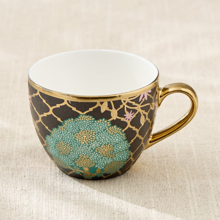 Whirl Set of 4 Bone China Printed Cup and Saucer -180ml
