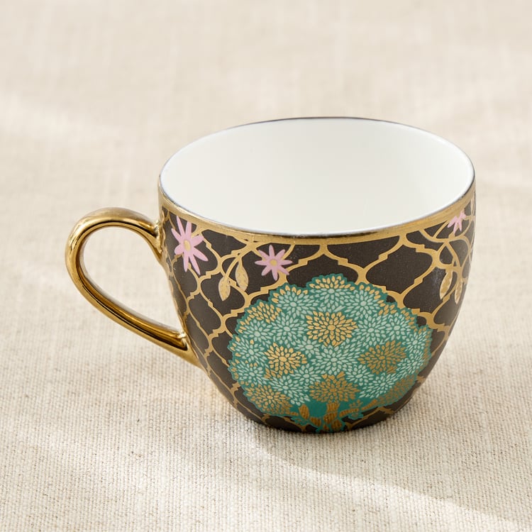 Whirl Set of 4 Bone China Printed Cup and Saucer -180ml