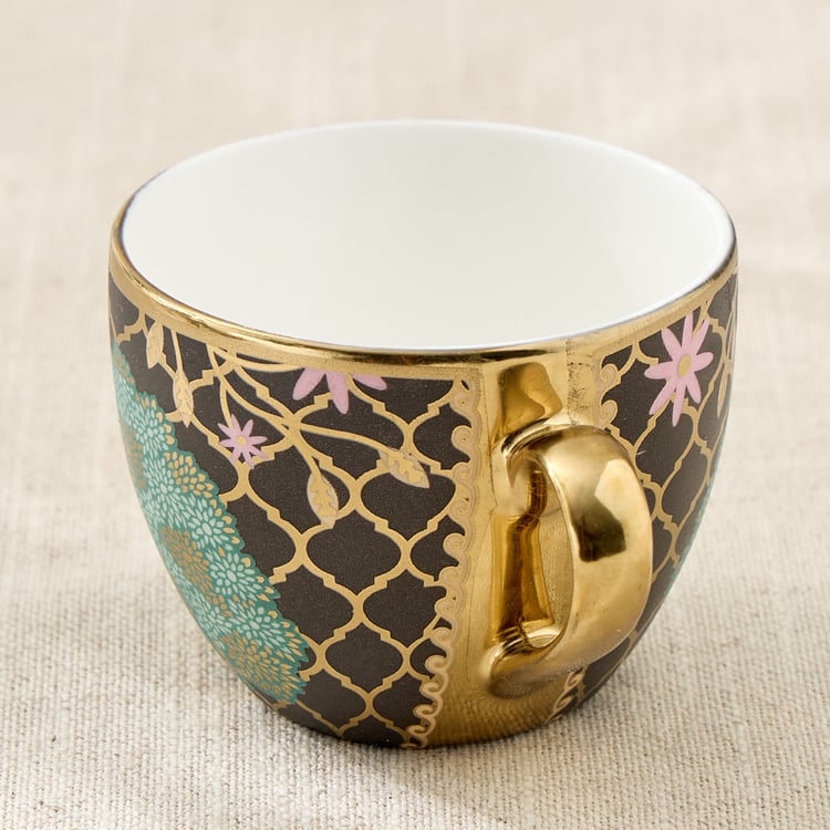 Whirl Set of 4 Bone China Printed Cup and Saucer -180ml