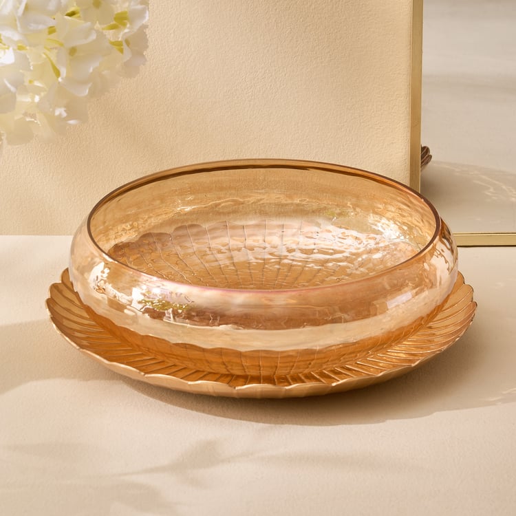 Suvarna Glass Potpourri Bowl with Aluminium Plate
