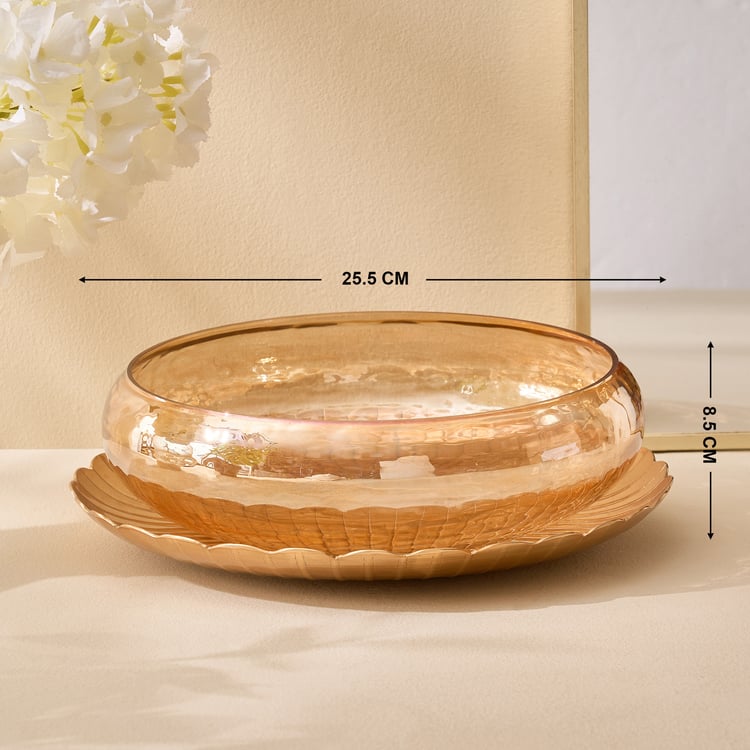 Suvarna Glass Potpourri Bowl with Aluminium Plate