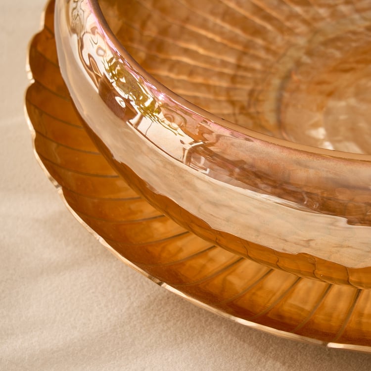 Suvarna Glass Potpourri Bowl with Aluminium Plate