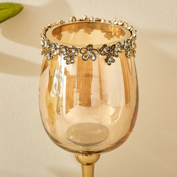 Fables Hana Set of 2 Floral Pedestal Candle Holders