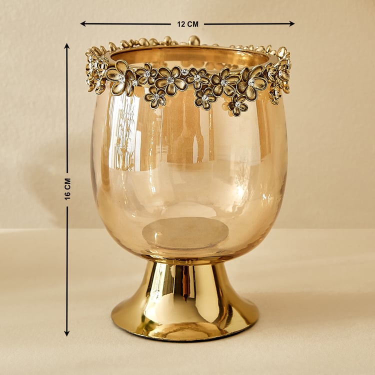 Fables Hana Set of 2 Glass Floral Votive Candle Holder