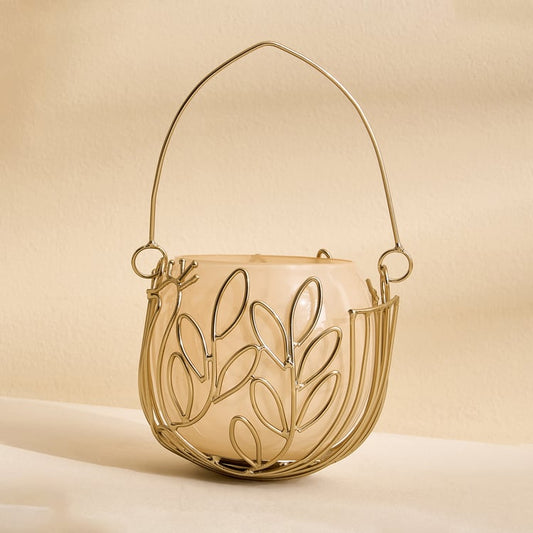 Mayur Poe Glass and Metal Hanging T-Light Holder