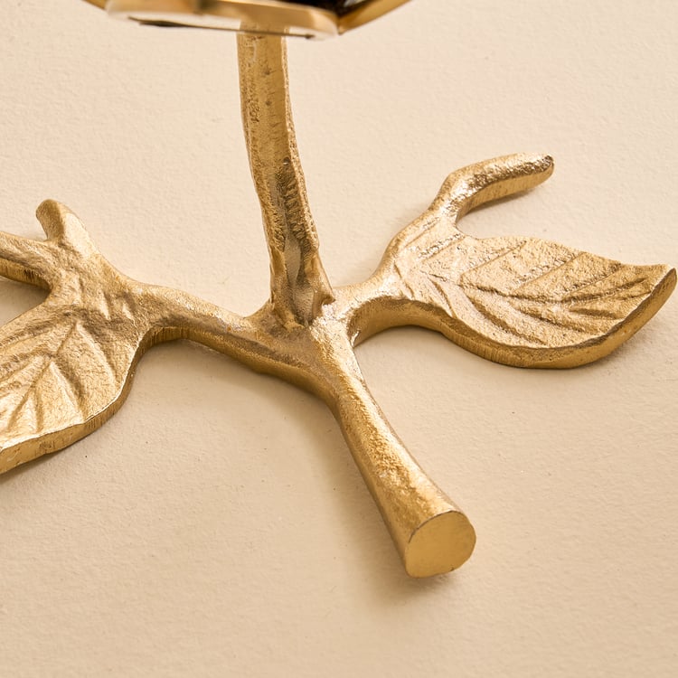 Wables Aluminium and Glass Lotus Pedestal T-Light Holder