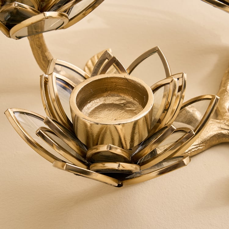 Wables Aluminium and Glass Lotus Multi T-Light Holder