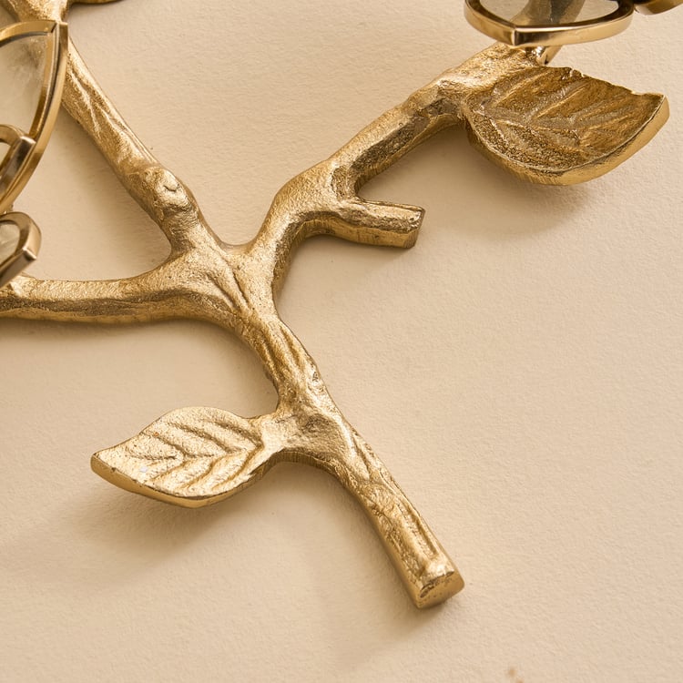 Wables Aluminium and Glass Lotus Multi T-Light Holder