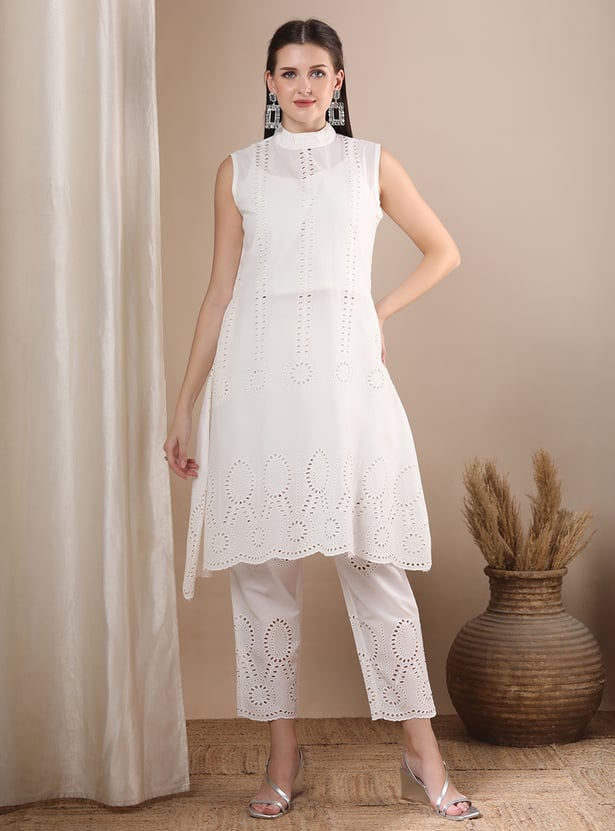 FASHOR Floral Print Straight Kurti Set