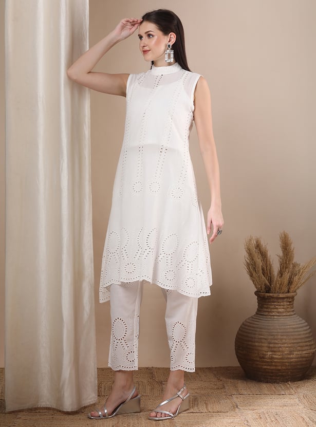 FASHOR Floral Print Straight Kurti Set