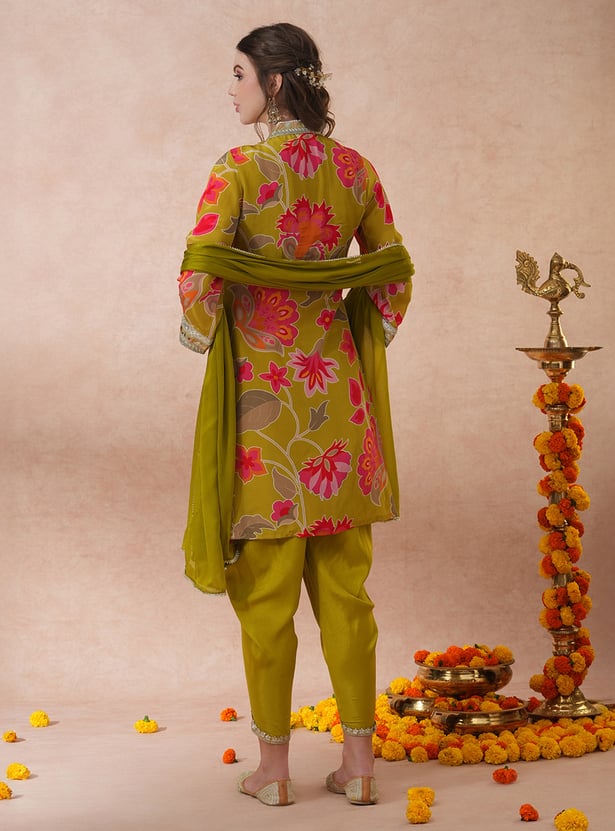 FASHOR Floral Print Straight Kurti Set