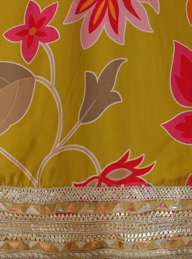 FASHOR Floral Print Straight Kurti Set