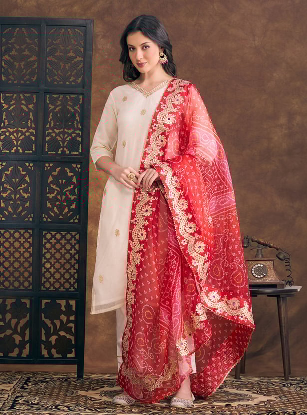 FASHOR Embroidered Straight Kurta Set