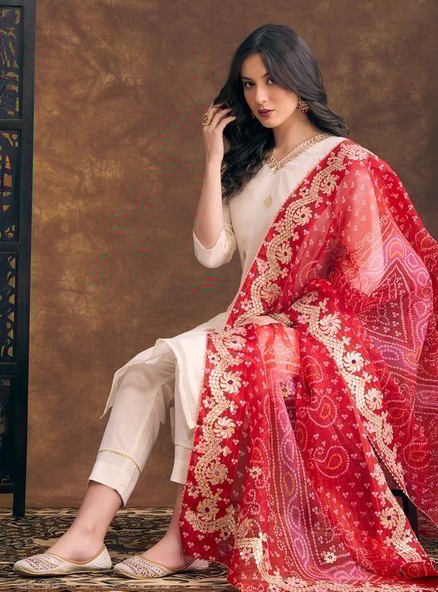 FASHOR Embroidered Straight Kurta Set