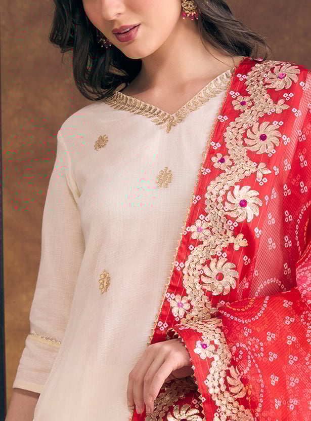 FASHOR Embroidered Straight Kurta Set