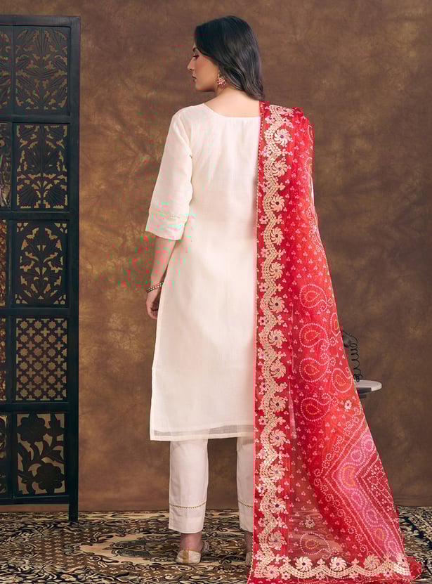 FASHOR Embroidered Straight Kurta Set