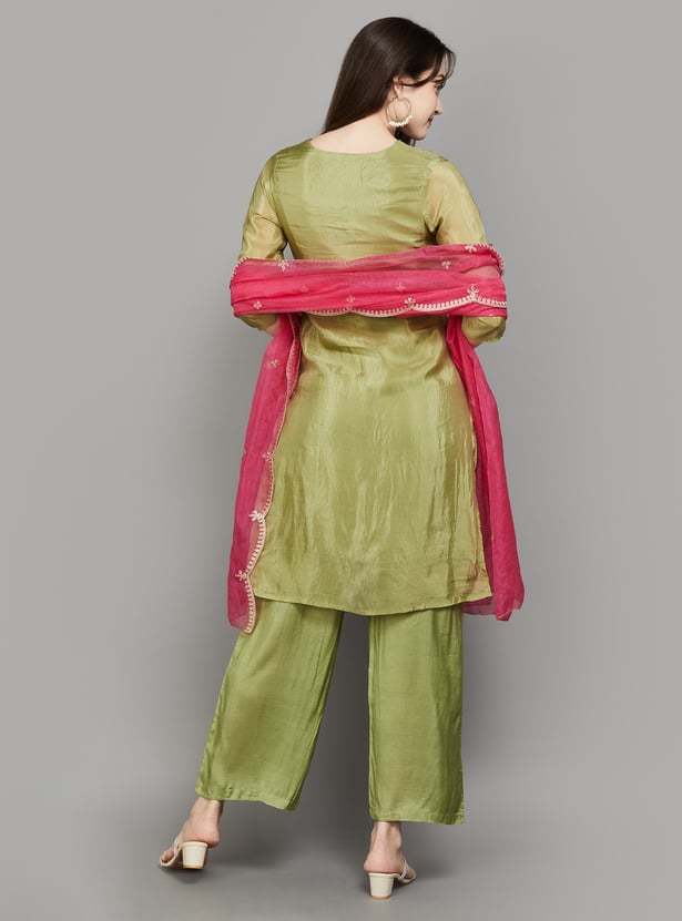 FASHOR Embroidered Straight Kurta Set