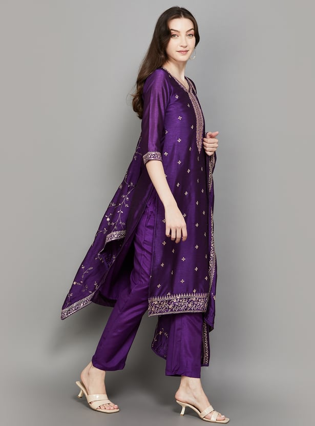 LIBAS Embroidered Straight Kurta Set