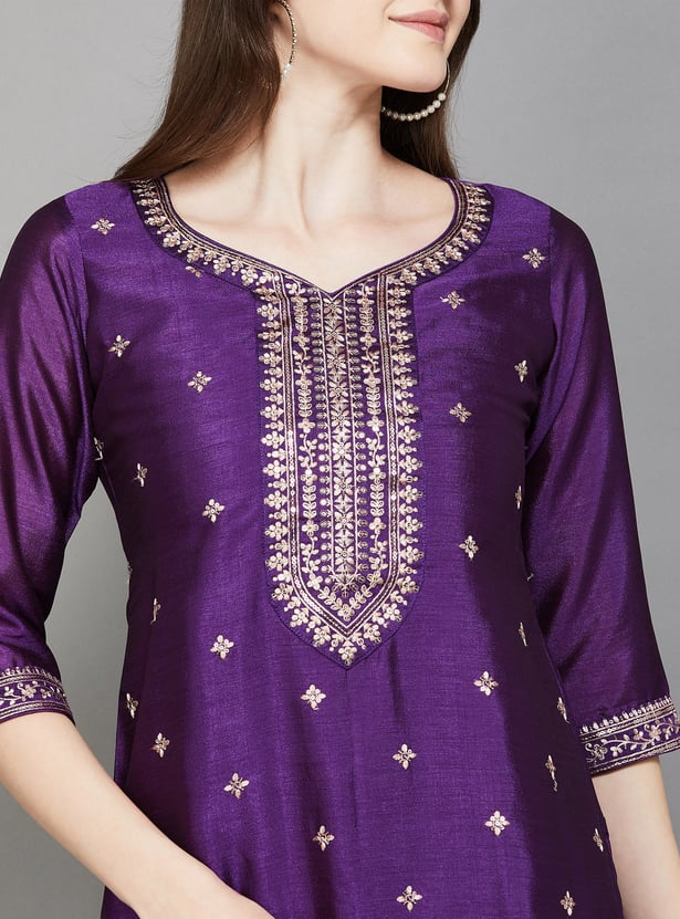 LIBAS Embroidered Straight Kurta Set