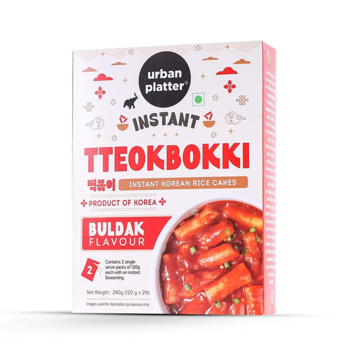Urban Platter Instant Tteokbokki Buldak Flavour Rice Cakes 240 g