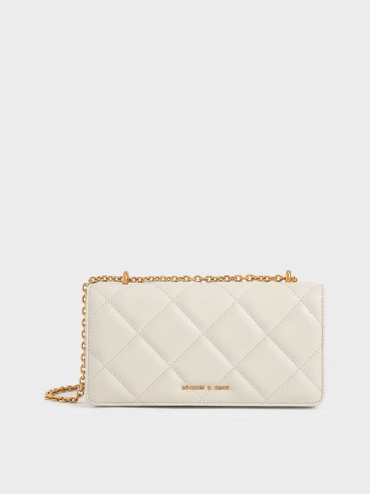 Charles & Keith Paffuto Chain Handle Quilted Long Wallet