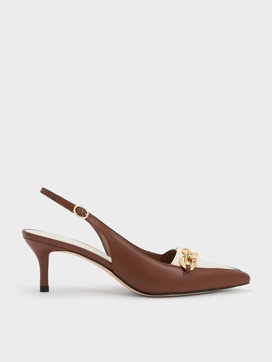 Charles & Keith Avani Chunky Chain-Embellished Slingback Pumps