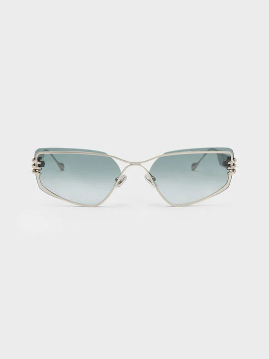 Charles & Keith Metallic-Rimmed Geometric Sunglasses