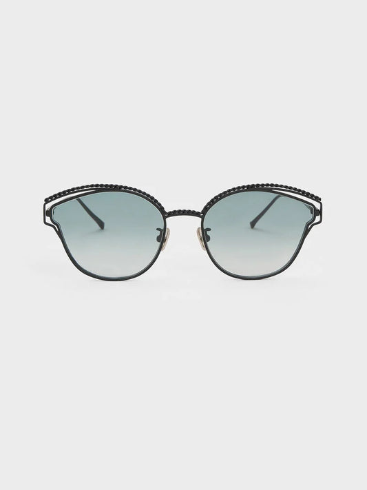 Charles & Keith Braided Wire-Frame Cateye Sunglasses