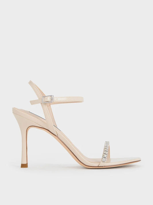 Charles & Keith Ambrosia Patent Gem-Embellished Ankle-Strap Pump