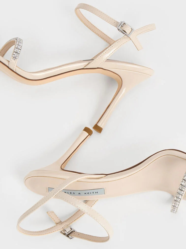 Charles & Keith Ambrosia Patent Gem-Embellished Ankle-Strap Pump